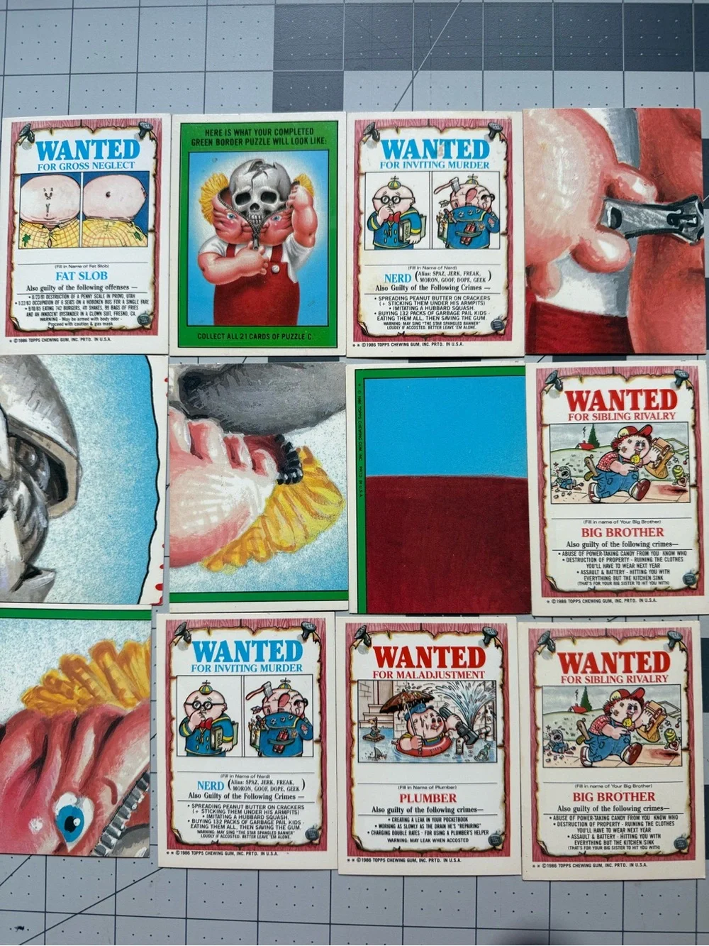Garbage Pail Kids Trading Cards Vintage 1986